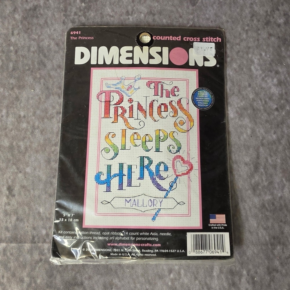 Dimensions Counted Cross Stitch Kit The Princess Sleeps Here #6941 5"x7"